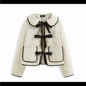 Cider Cream Puffer Jacket with Black Trim